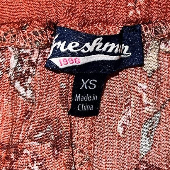 Freshman 1996 Rusty Orange Floral Wide-Leg Loose Pants with Elastic Waist Sz XS - Picture 15 of 16